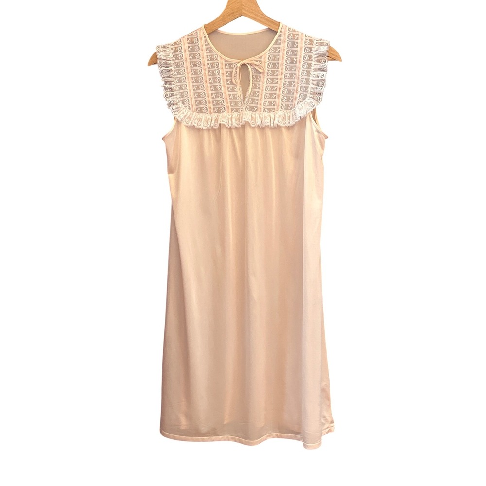 Vintage Special Edition Peach Lace Bib Nightgown Coquette Cottagecore Romantic